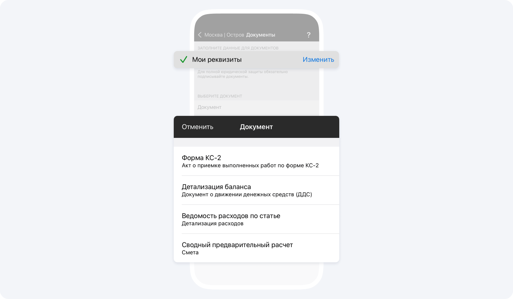 Формирование документов в Приложении 101